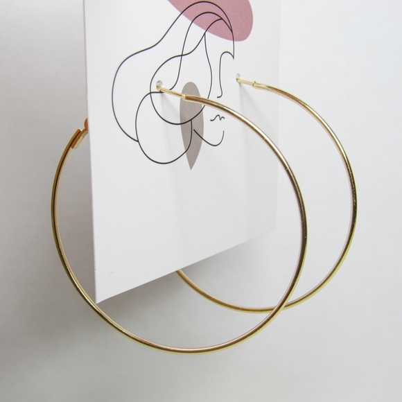 Jewelry - Thin Gold Minimalist 1.5” Lightweight Gold Hoop Earrings